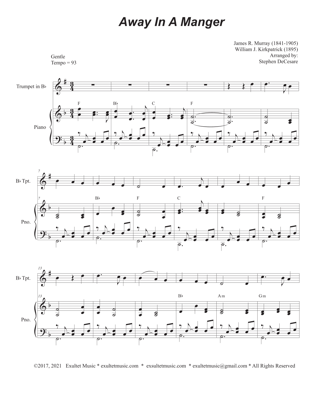 Away In A Manger (Bb-Trumpet solo and Piano) (arr. Stephen DeCesare)