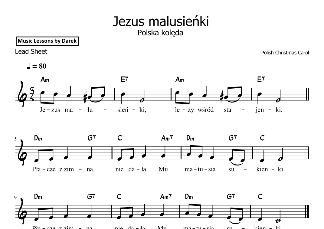 Jezus malusienki (Polish Christmas Carol) [Lead Sheet] (arr. Darek)