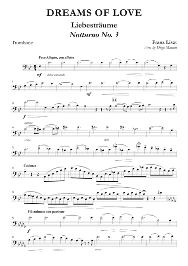 Dreams of Love No. 3 for Trombone and Piano (arr. Diego Marani)
