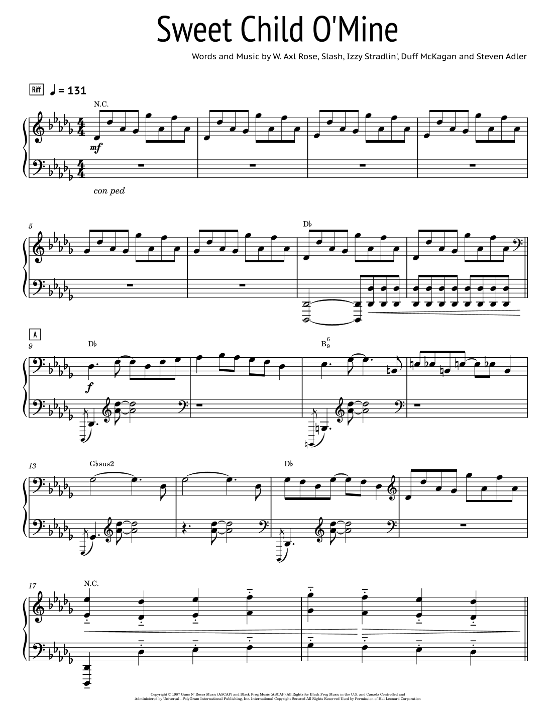 Sweet Child O' Mine (arr. AJ Tan)