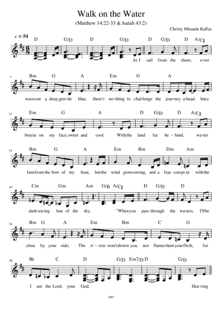 Walk on the Water - lead sheet