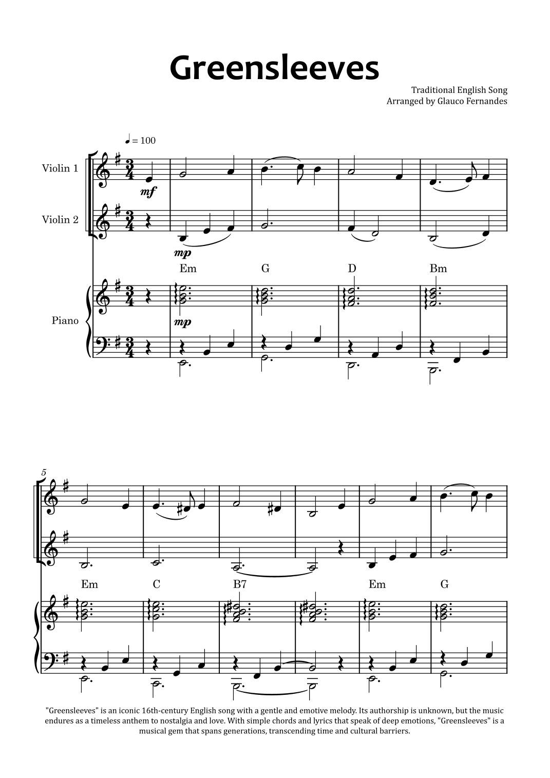 Greensleeves (arr. Glauco Fernandes)