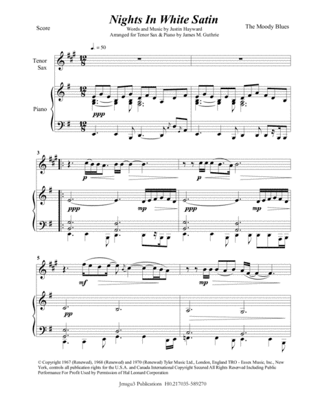 Nights In White Satin (arr. James M. Guthrie, ASCAP)