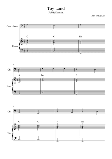 Toy Land BASS and PIANO sheet music (arr. SMLStar)