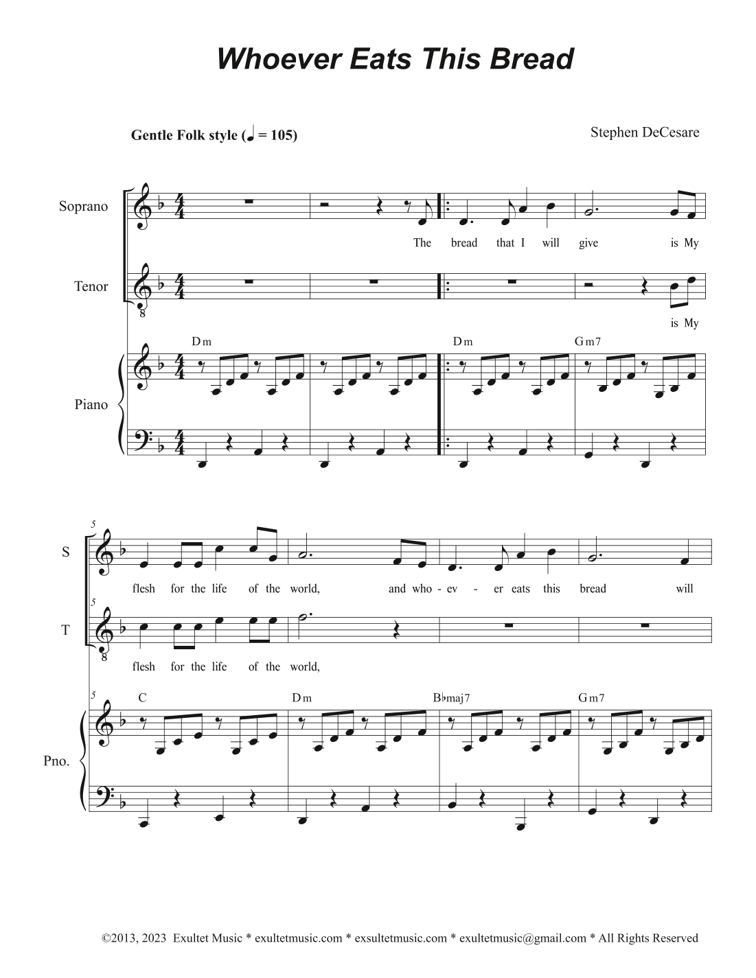 Whoever Eats This Bread (2-part choir - (Soprano and Tenor)