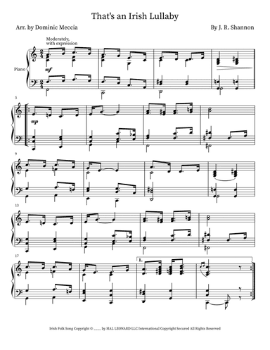 That's An Irish Lullaby (arr. Dominic Meccia)