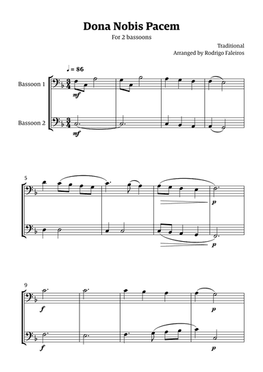 Dona Nobis Pacem - for 2 bassoons (arr. Rodrigo Faleiros)