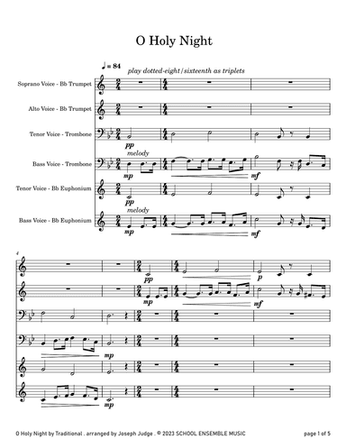 O Holy Night for Brass Quartet in Schools (arr. Joseph Judge)