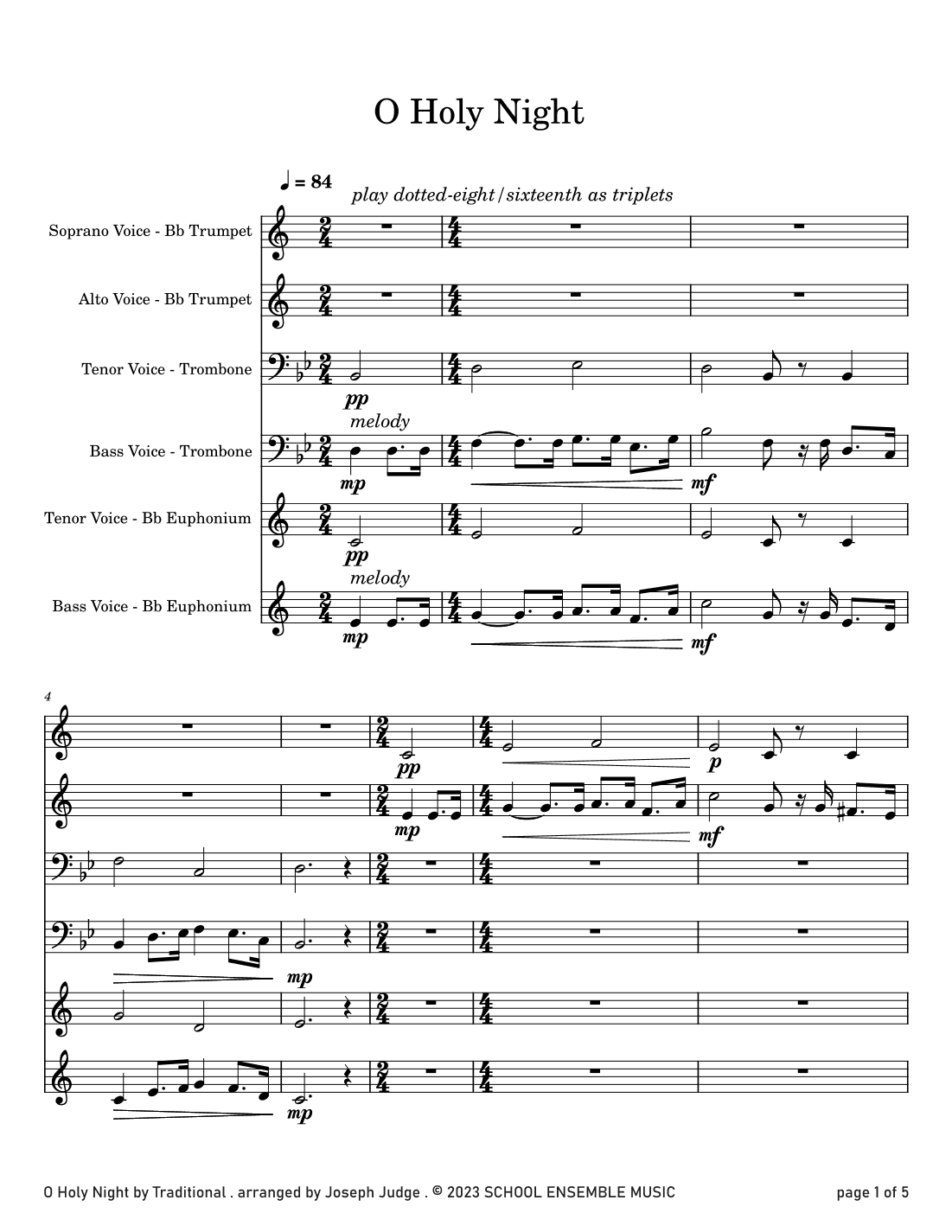 O Holy Night for Brass Quartet in Schools (arr. Joseph Judge)