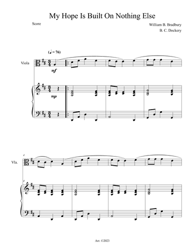 My Hope is Built on Nothing Less (Viola Solo with Piano Accompaniment) (arr. B. C. Dockery)