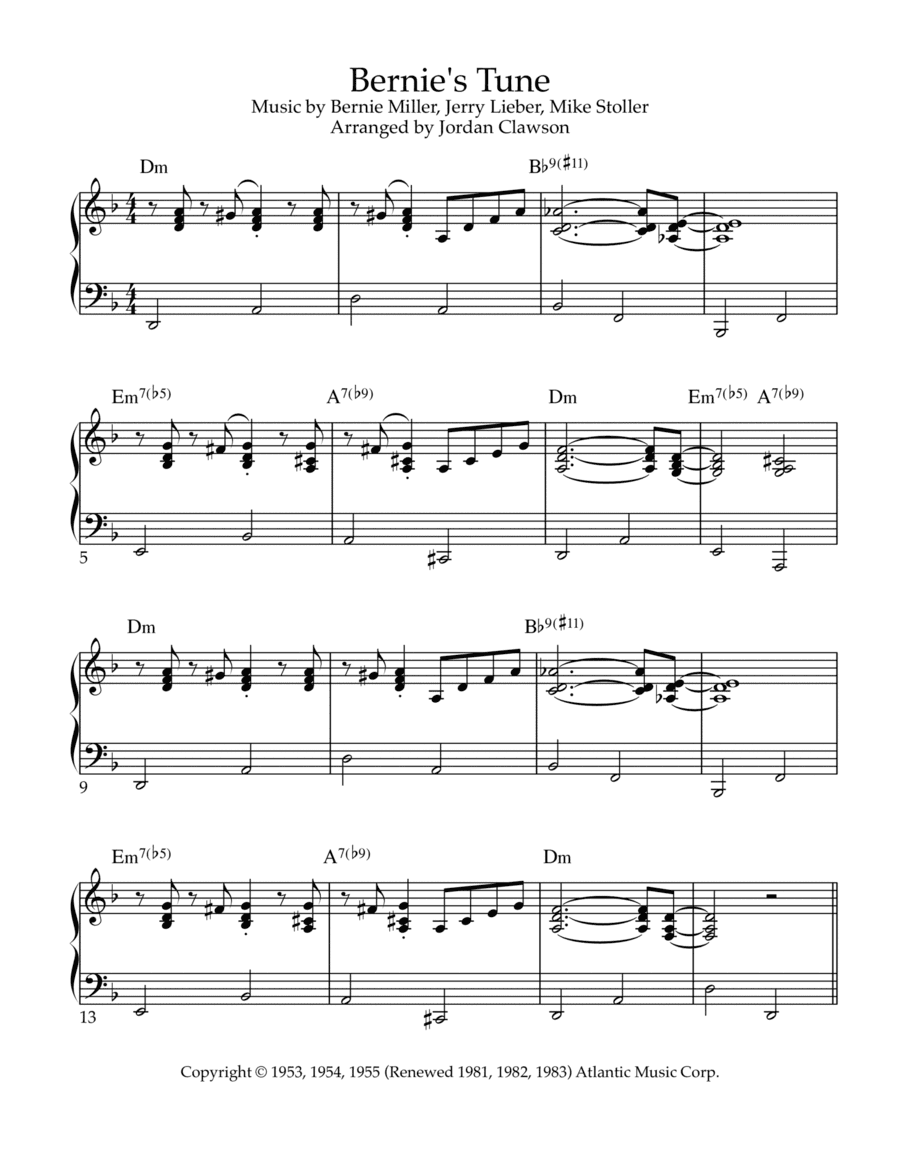 Bernie's Tune (arr. Jordan Clawson)