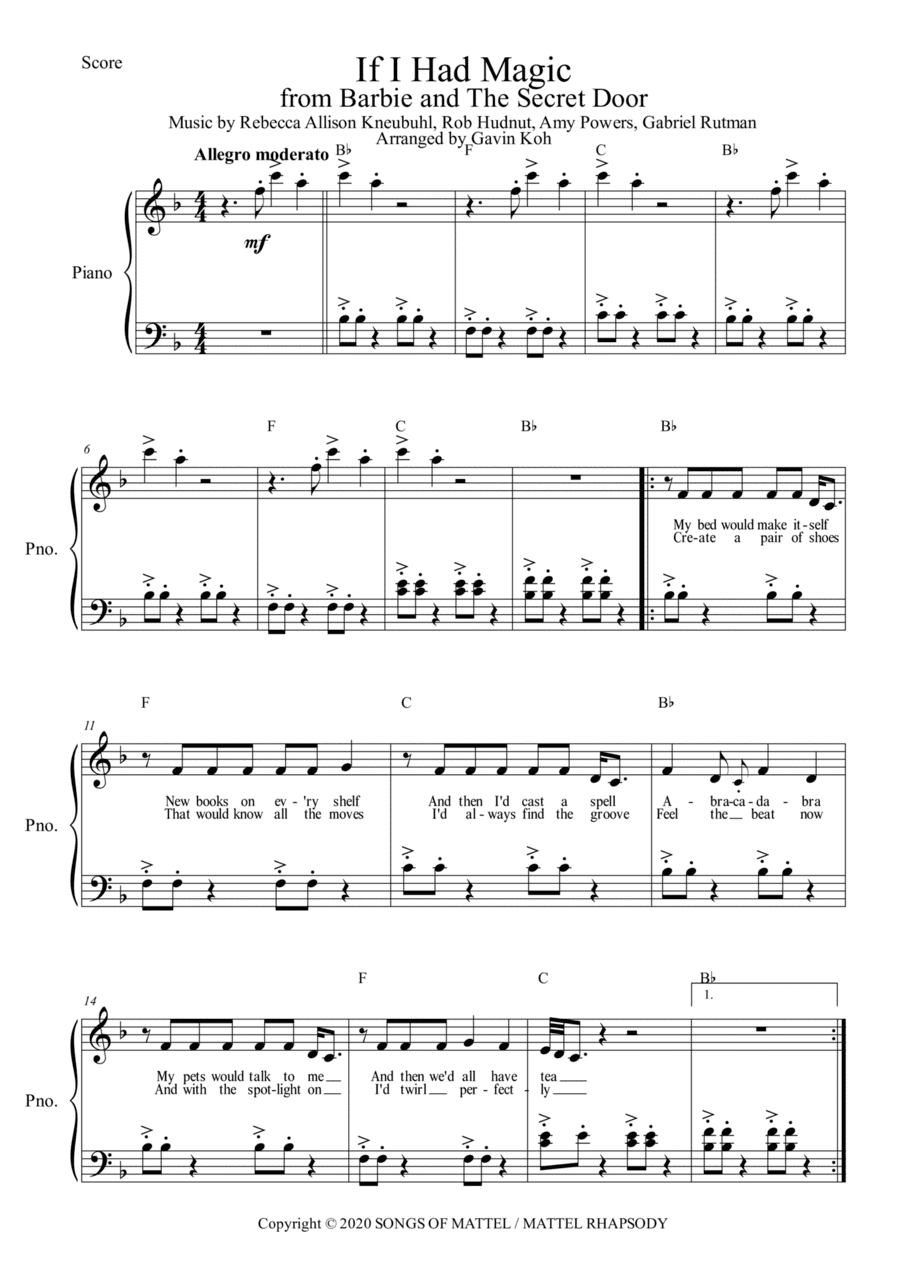 Barbie And The Secret Door (arr. Gavin Koh)