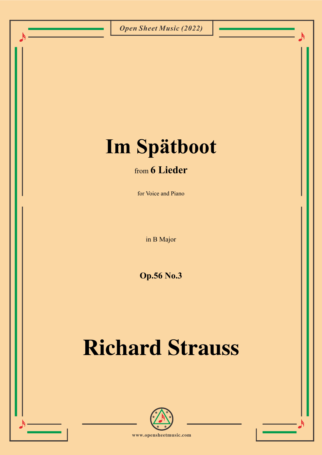 Richard Strauss-Im Spätboot,in B Major,Op.56 No.3 (arr. OSM Press)