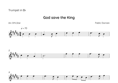 God Save the King to trumpet beginners (arr. SMLStar)