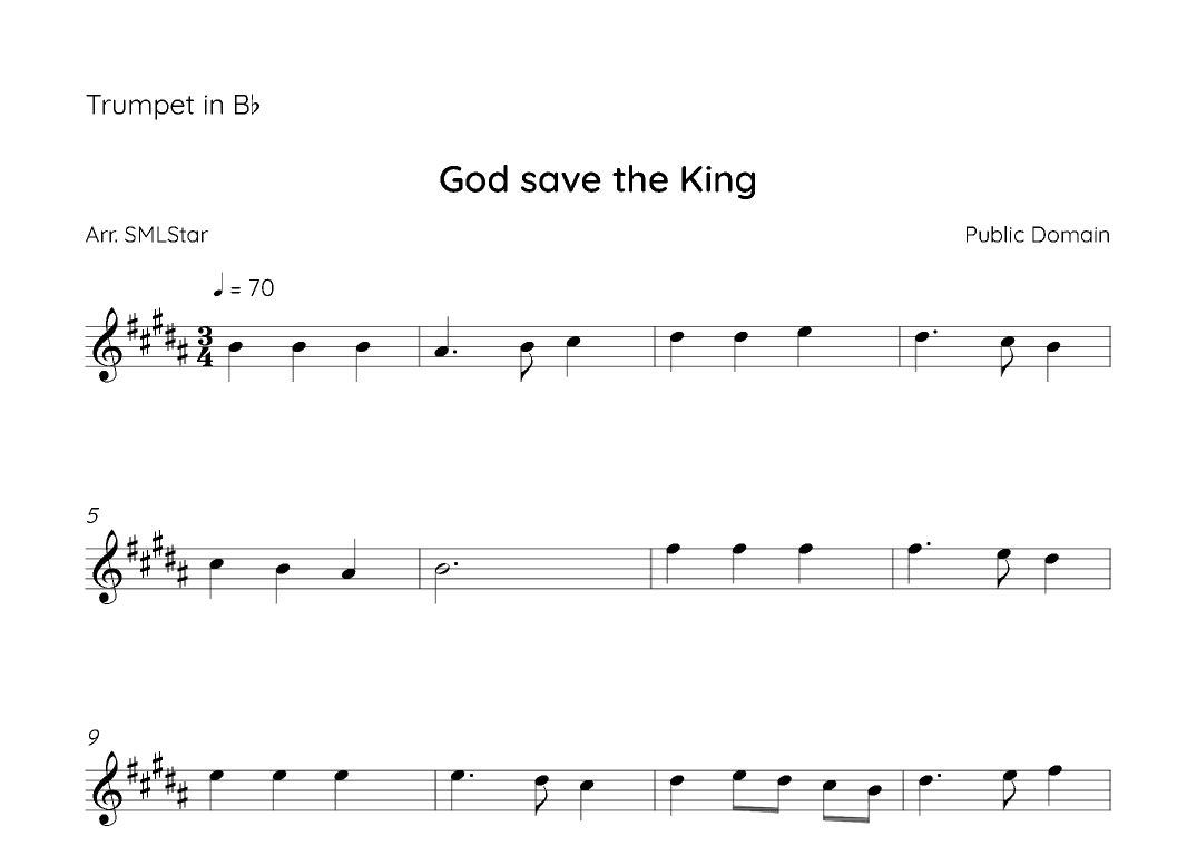 God Save the King to trumpet beginners (arr. SMLStar)