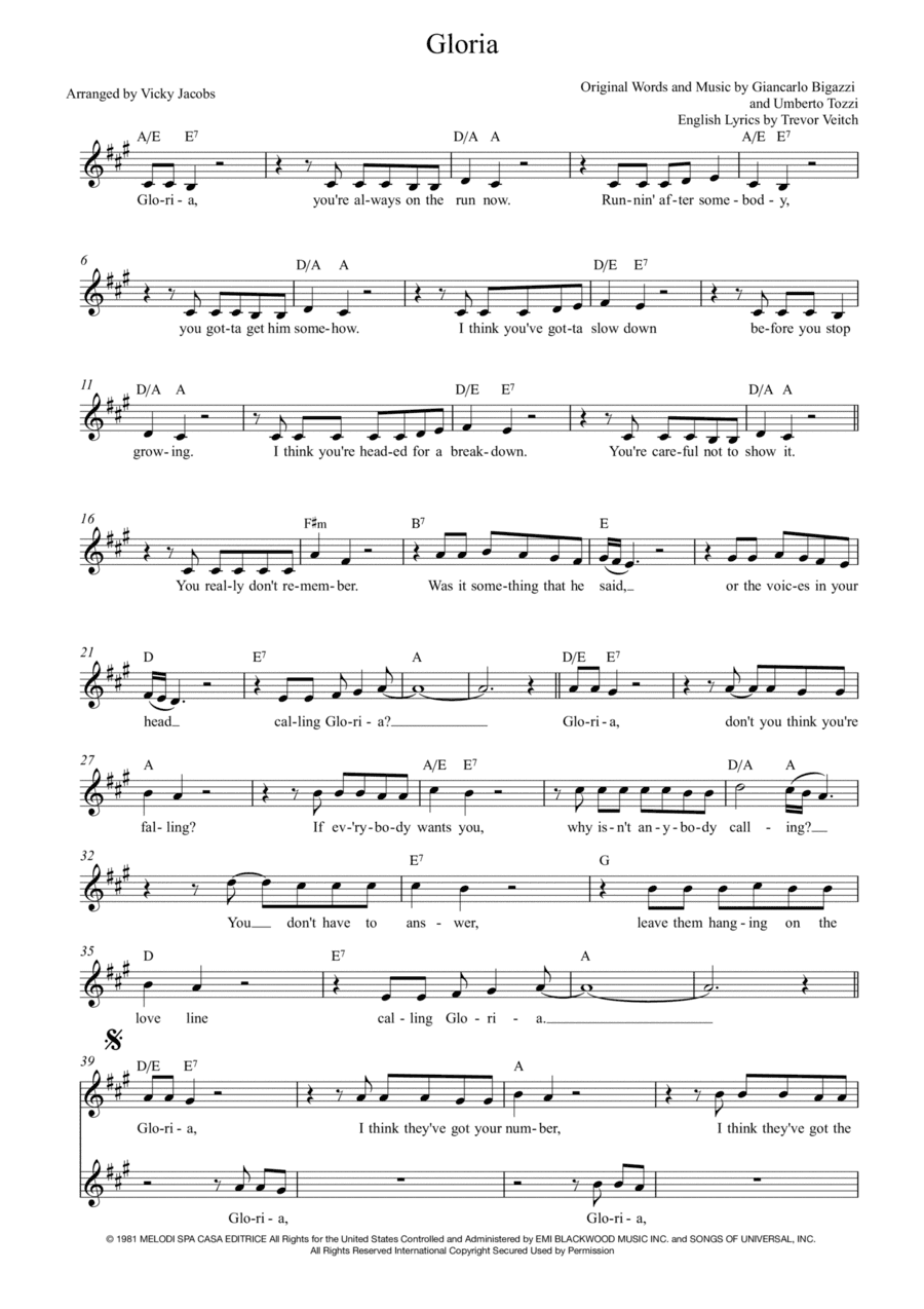 Gloria (arr. Vicky Jacobs)