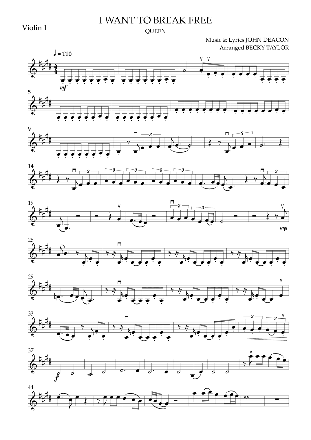 I Want To Break Free (arr. Becky Taylor)