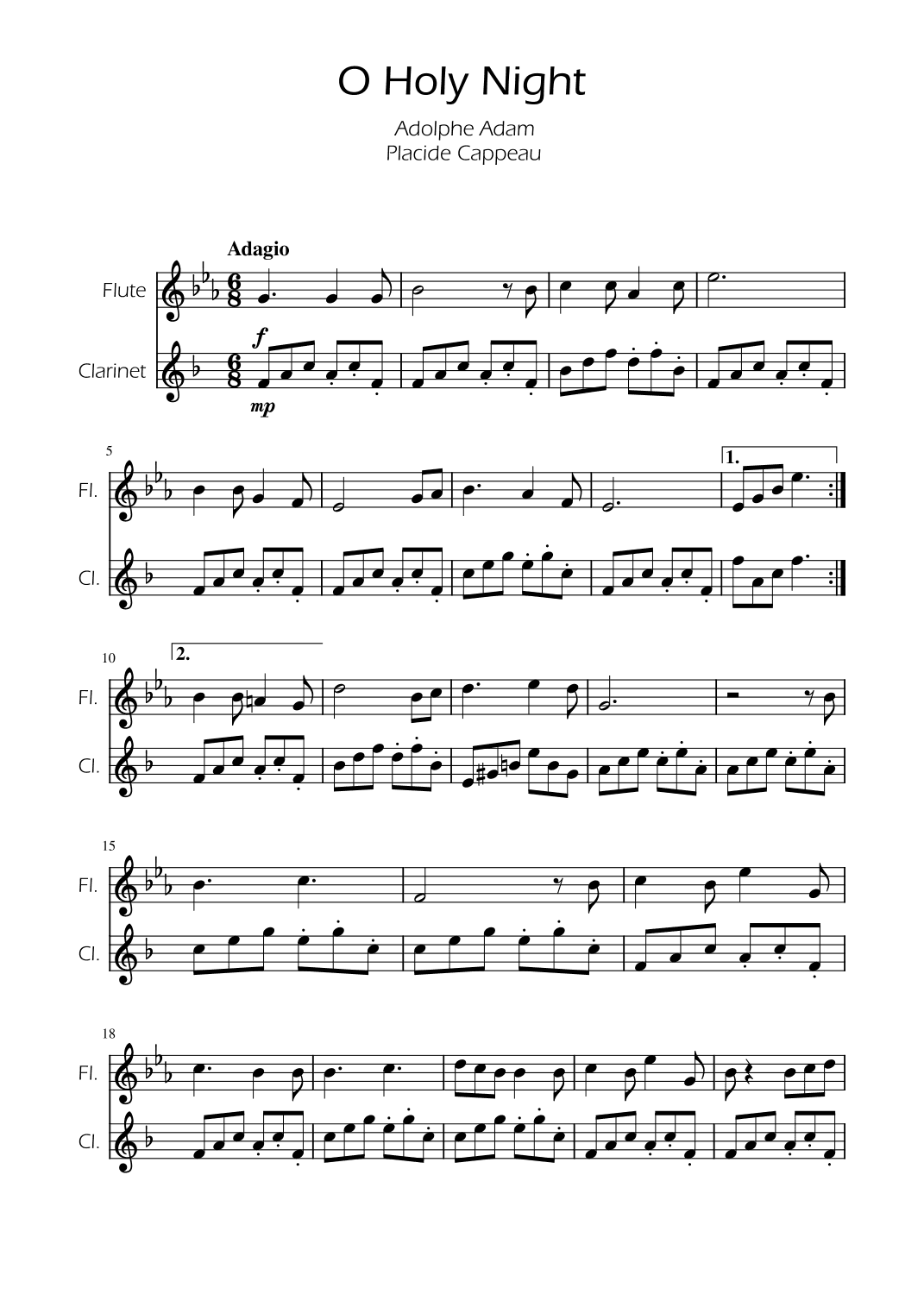 O Holy Night - Flute and Clarinet Duet (arr. Ygor Nunes)