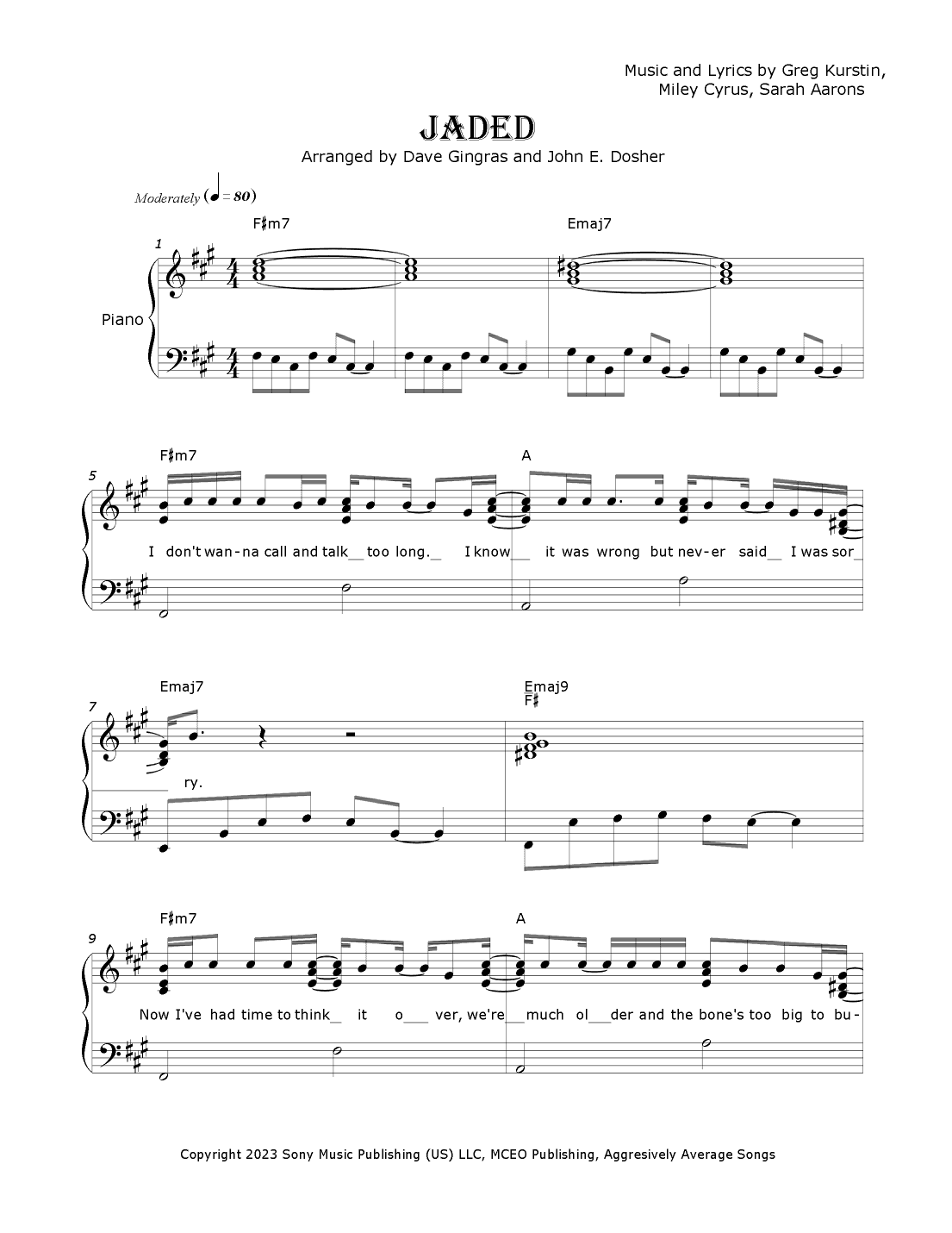 Jaded (arr. Dave Gingras and John E. Dosher)