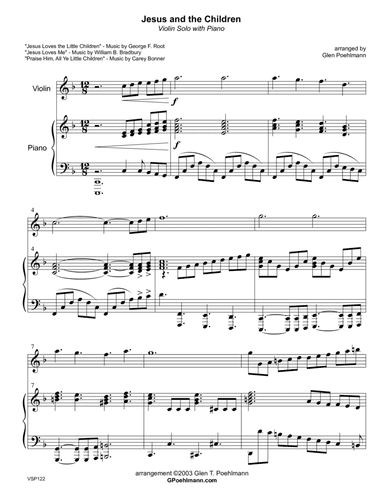 JESUS AND THE CHILDREN (medley of children's hymns) - VIOLIN SOLO with Piano Accompaniment (arr. Glen Poehlmann)