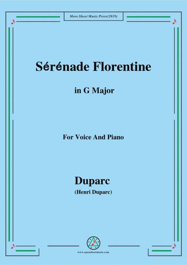 Duparc-Sérénade Florentine in G Major,for Violin and Piano (arr. MSM)