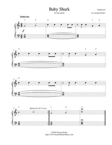 Baby Shark - for easy piano (arr. Samuel Stokes)