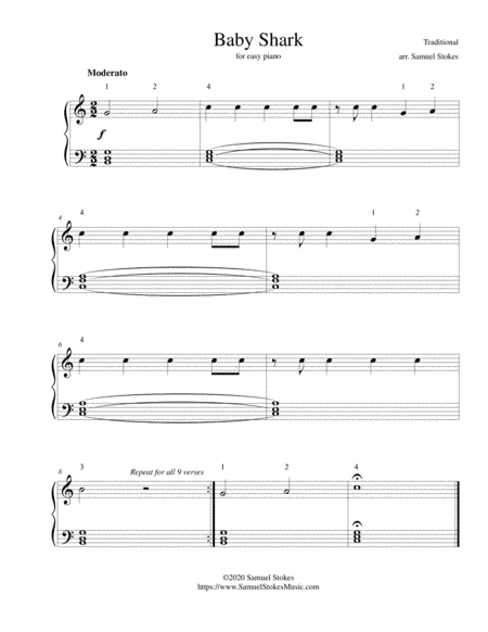 Baby Shark - for easy piano (arr. Samuel Stokes)