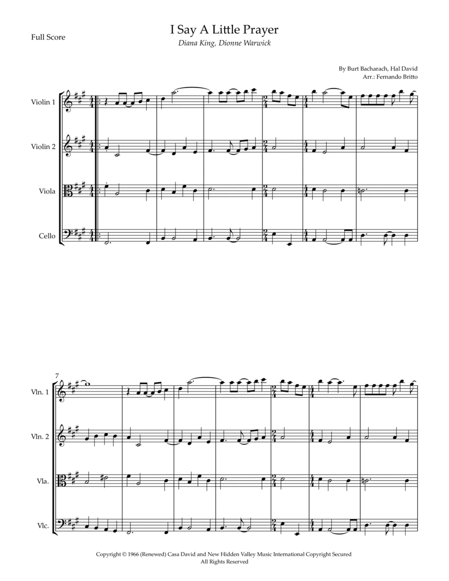 I Say A Little Prayer (arr. Fernando Britto)
