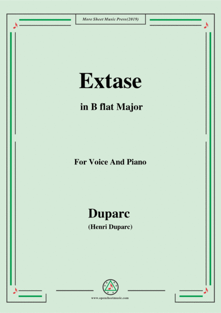 Duparc-Extase in B flat Major,for Violin and Piano (arr. MSM)
