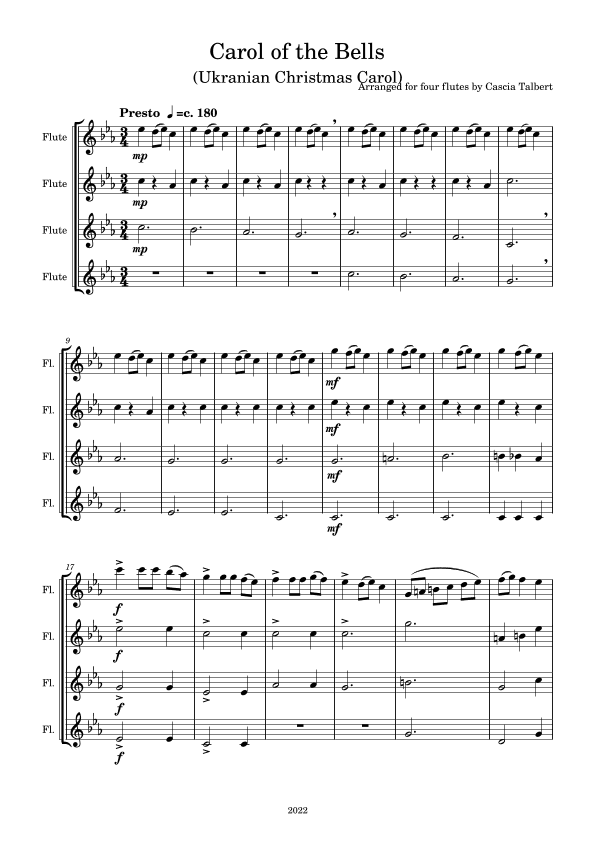 Carol of the Bells (arr. Cascia Talbert)