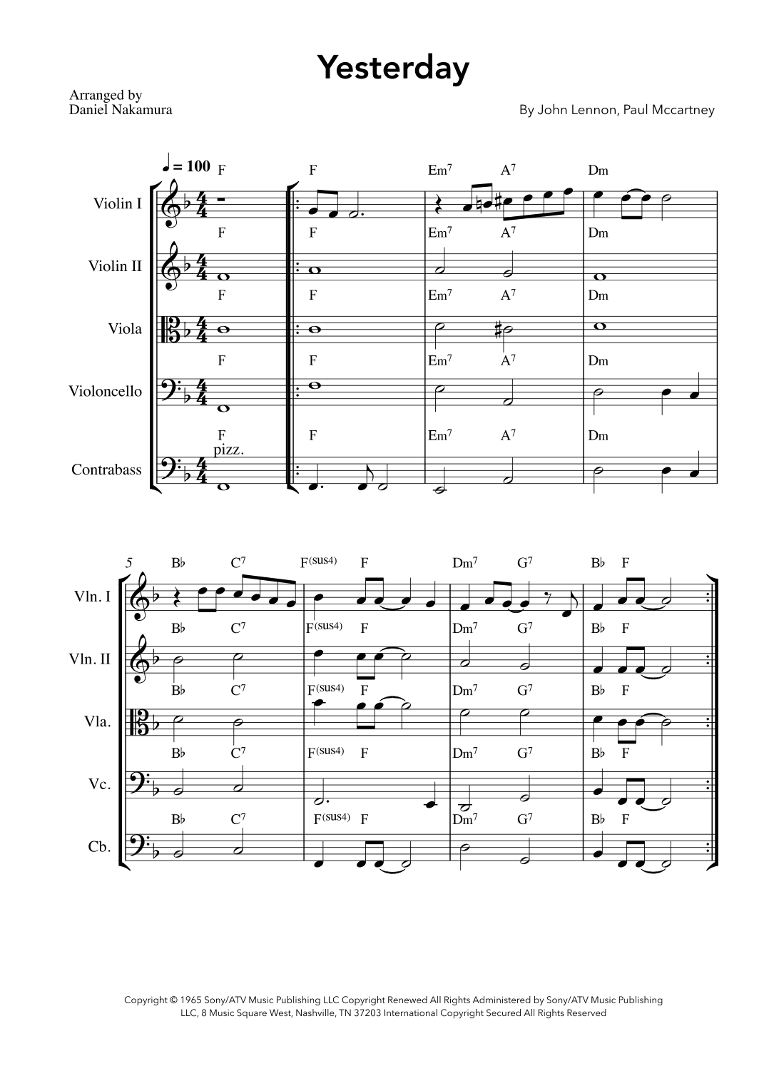 Yesterday (arr. Daniel Nakamura)