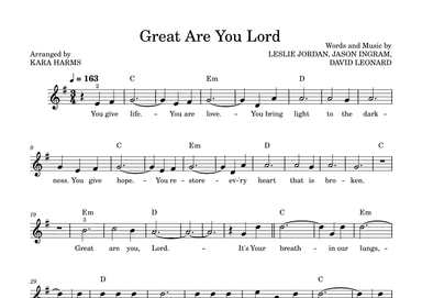 Great Are You Lord (arr. Kara Harms)