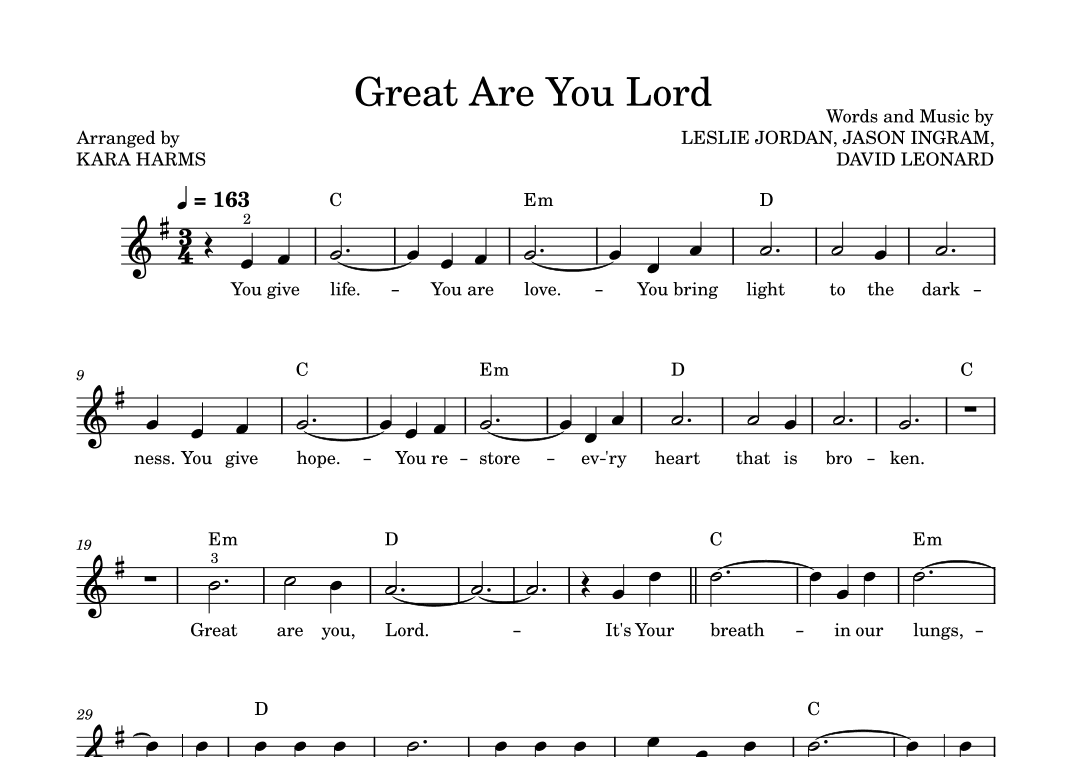 Great Are You Lord (arr. Kara Harms)