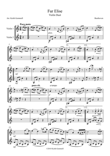 Fur Elise – Violin Duet (arr. Keith Gemmell)