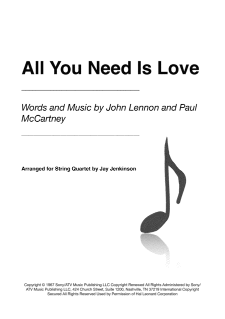 All You Need Is Love (arr. Jay Jenkinson)