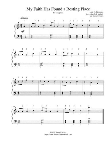 My Faith has Found a Resting Place (No Other Plea) - for easy piano (arr. Samuel Stokes)