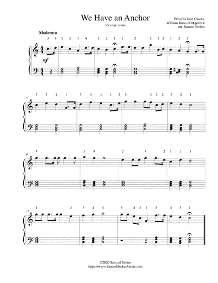 We Have an Anchor - for easy piano (arr. Samuel Stokes)