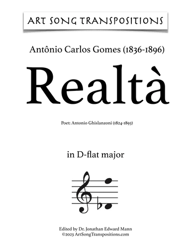 GOMES: Realtà (transposed to D-flat major) (arr. ArtSongTranspositions.com)
