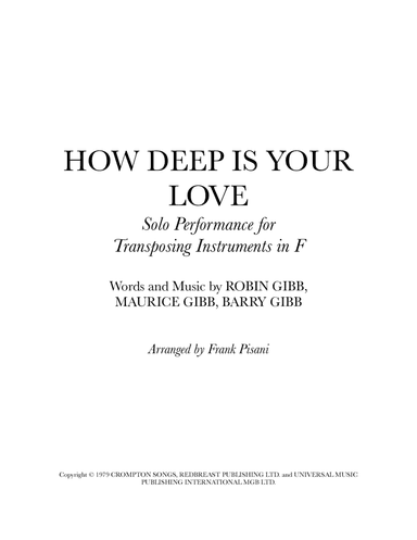 How Deep Is Your Love (arr. Frank Pisani)