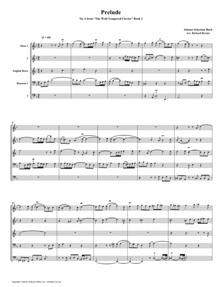Prelude 04 from Well-Tempered Clavier, Book 2 (Double Reed Quintet) (arr. Richard Byrnes)
