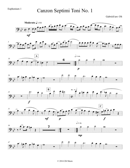 Canzon Septimi Toni No. 1 for 2 antiphonal tuba quartets (arr. Tim Olt)