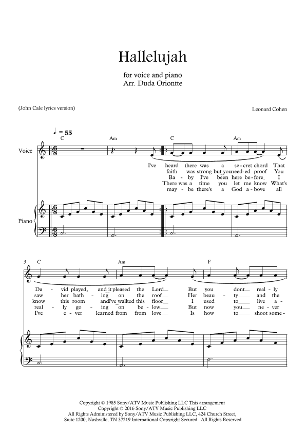 Hallelujah (arr. Duda Oriontte)