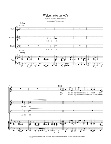 Welcome To The 60's (arr. Richard Cook)