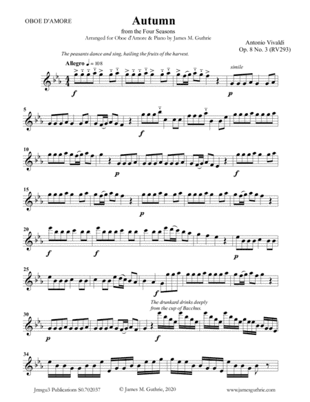 Vivaldi: Autumn from the Four Seasons for Oboe d'Amore & Piano (arr. James M. Guthrie, ASCAP)