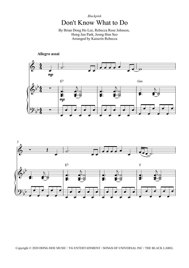 Don't Know What To Do (arr. Kaiserin Rebecca)