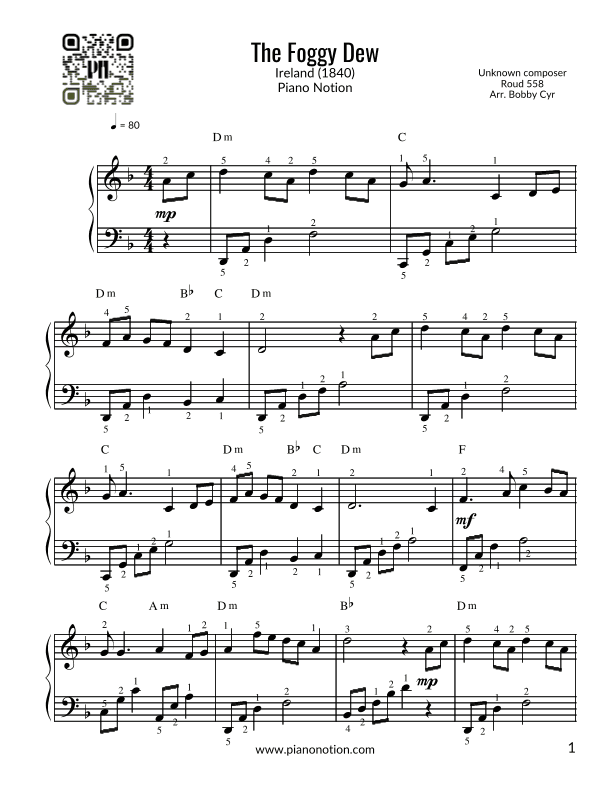 The Foggy Dew (Easy Piano) (arr. Bobby Cyr)