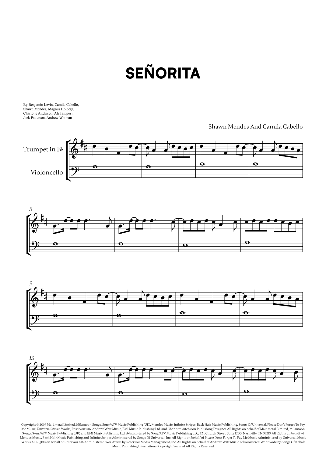 Señorita (arr. Cadenza Editions)