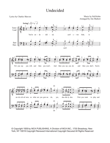 Undecided (arr. Jim Shubert)