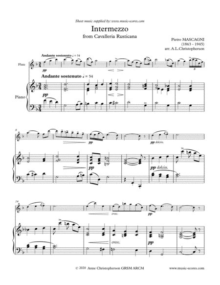 Intermezzo from Cavalleria Rusticana - Flute and Piano (arr. Anne L Christopherson GRSM ARCM)