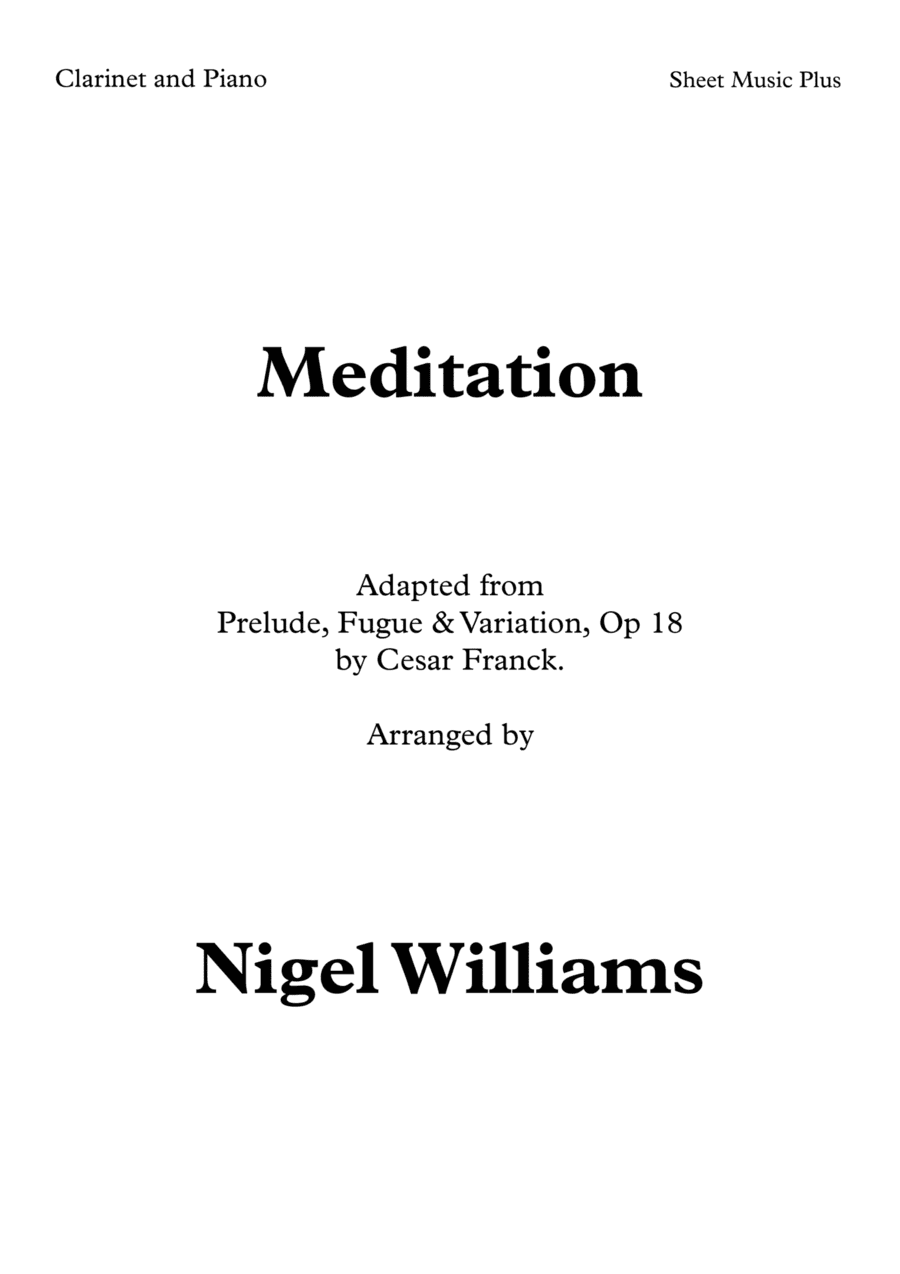 Meditation (Opus 18), for Clarinet and Piano (arr. Nigel Williams)